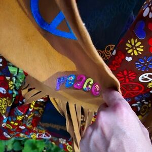 Hippy couple costume tie for him and outfit for her